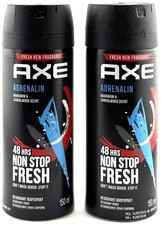 2 Pack Axe Adrenalin Mens Deodorant Body Spray, 150ml/5.07 oz