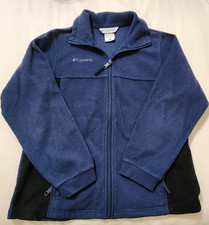 Boys Columbia Full Zip Jacket Size 14-16 Navy Blue Fleece L/S Pockets Youth