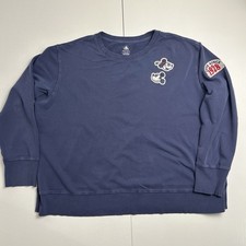 Disney Mickey Mouse and Minnie Womens Crewneck Sweatshirt 3X Blue Patch Pullover