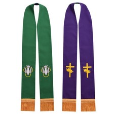 BLESSUME Church Pastor Reversible Stole with Tassels One Size, Green Purple