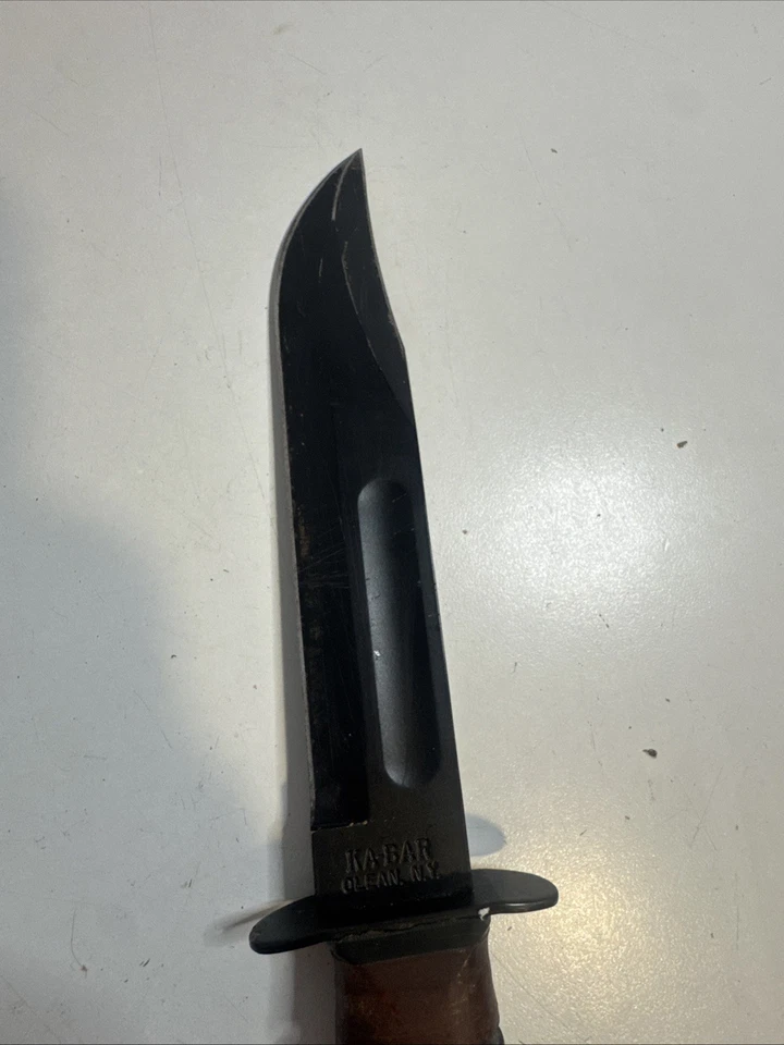 USMC Kabar Fighting Combat Knife with Original Leather Sheath Olean NY Vintage - Image 3 of 4