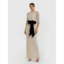 Mac Duggal 94166 Ivory Embellished Evening Gown with Velvet Bow Size 4 NWT