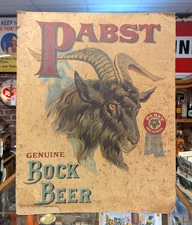 Vintage Pabst Genuine Bock Beer 22” X 30” Cardboard Easelback Advertising Sign