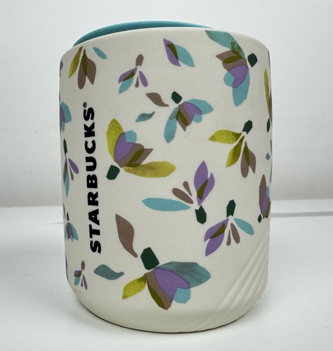 New Starbucks Mug Cup Winter Snowdrops Soft Touch Ceramic Pastel Teal Purple 8oz - Picture 4 of 12