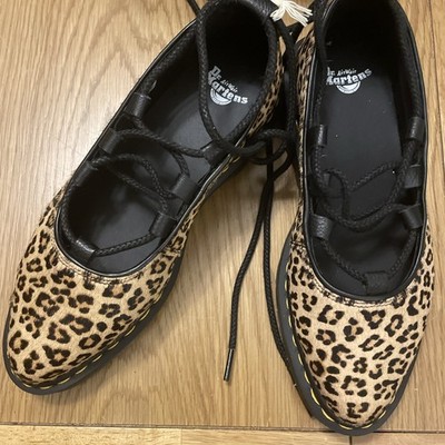 Dr Martens Elphie II Hair-on Leopard Sz 7 New Tags Mary Jane Lace Up