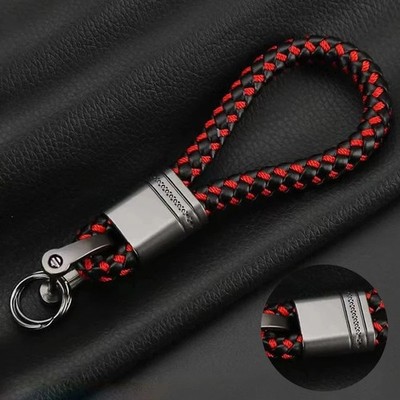 Hand Woven Horseshoe Buckle Car Keychain Keyring Auto Car Key Rings Holder Clip