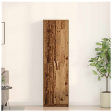 Wardrobe 55x25x189cm White Engineered Wood 2 Doors 5 Shelves Slim Storage ideal