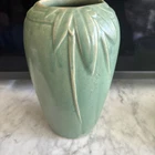 Unmarked McCoy Matte Green Pottery Vintage Arts Crafts Leaf & Berry Vase 8”