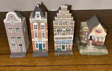 Vintage Blokker Dutch houses lot of 3 plus Liberty Falls school- Cold Cast Resin