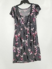 A Glow Maternity Womens Dress Short Sleeve Size Small Dark Gray Floral 