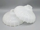 Antique Opalescent Milk Glass Shades Pendant Light Umbrella Industrial Lot of 2