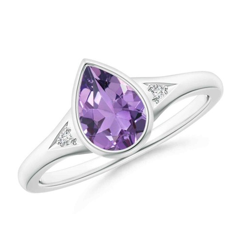 925 Sterling Silver Amethyst Stone Three-stone Anniversary Ring Jewelry