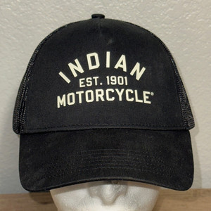 Genuine Indian Motorcycle Black IM Trucker Mesh Cap Hat Cotton/Poly