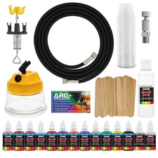 12 Color Airbrush Paint & Accessories Kit Cleaning Pot Holder Hose Quick-Connect