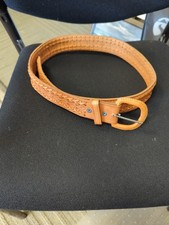 Hand Tooled Leather Belt 36 Carmel Color
