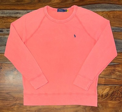 Polo Ralph Lauren Men's Coral Red Spa Terry Raglan Pullover Sweatshirt Sizes