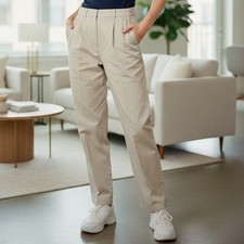 Vintage L.L.Bean Original Fit Women's Khaki Pleated Cotton Pants- Size 6