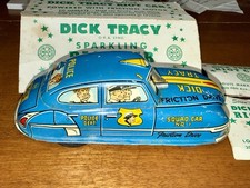 Vintage Marx Dick Tracy Squad Car No 1 Friction Sparkling Riot 305 W/Box Blue
