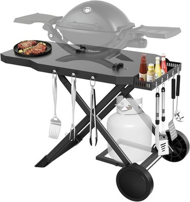 Weber Q Series Foldable Grill Cart Propane Tank Holder