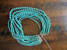 Multi Strand Turquoise Bead Necklace 9 Layer Statement Boho Southwestern Style