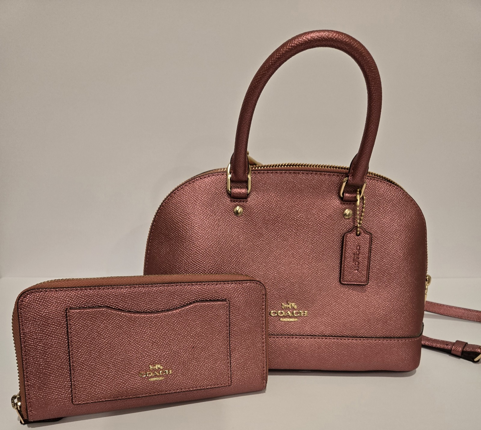 Coach Metallic Rose Pink Handbag & Wallet Set