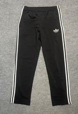 Adidas Vintage Black Trefoil Track Pants With White Stripes Size M