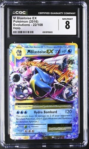 Pokémon M Blastoise EX 2016 Evolutions 22/108 Holo CGC 8