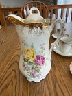 ANTIQUE HAND PAINTED PORCELAIN Chocolate Pot Set — photo 1