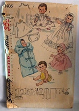 Pattern Simplicity 1406 Wardrobe for 16" Dolls BB DS 