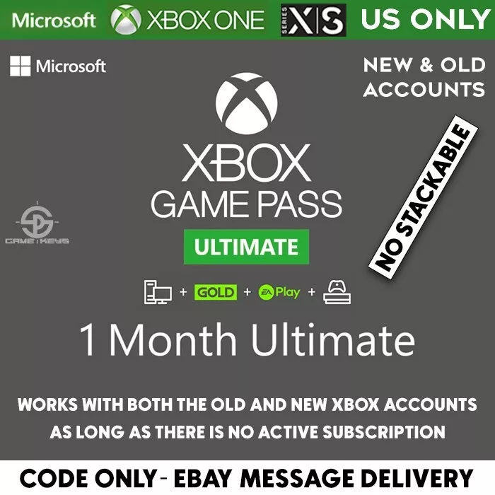 Microsoft Ultimate Game Pass 1 Month Xbox Live Microsoft Points - 30DYTR  for sale online