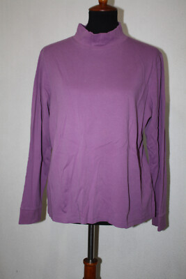 L.L. Bean Women Sz XL Reg Light Purple Mock Neck Pullover Knit Top Long Sleeve