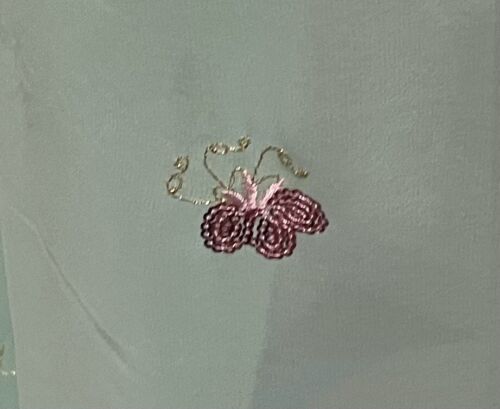 Sea Green Rose Embroidery Sequins Chiffon Fabric 50” Width Sold By The Yard - Picture 3 of 6
