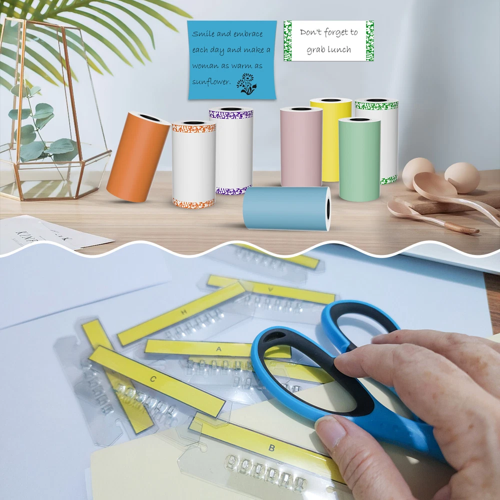Portable Mini Bluetooth Thermal Printer with 6 Photo Rolls Wireless Pocket-Sized