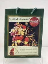 Vintage Coca Cola Christmas Gift Bag Santa Claus Coke Nostalgia Coca-Cola