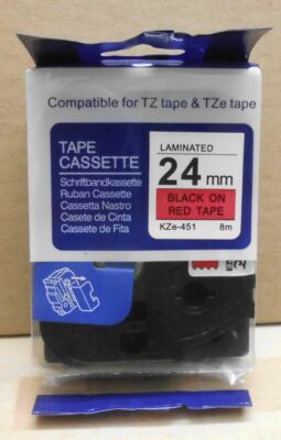 KZe-451  Tape schwarz auf rot  24mm x 8m für P-Touch 1280 7500 9800 TZe-451 OVP