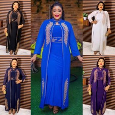 Evening Women Open Kaftan African Long Dress Set Dashiki Robe Abaya Party Gown