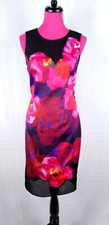 NWT Belle Badgley Mischka Sleeveless Dress Womens Size 8 Pink Purple Floral Mesh