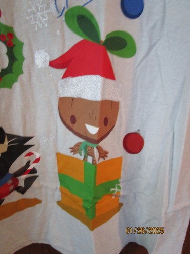 New Disney Christmas Guardian Groot Rocket Tee 2X Poly Cotton Bust 54 Length 28 - Picture 4 of 7