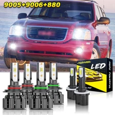 9005 9006 880 LED Headlight High and Low Beam + Fog Light Conversion Bulbs Kit