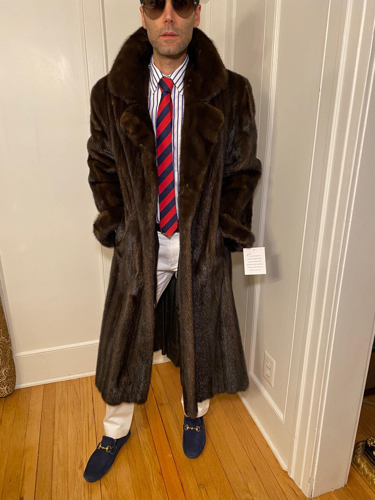 Mens Chocolate Brown Mink Real Fur Size 