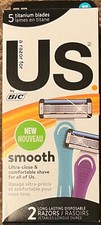 2 Count Bic US Razors - Smooth - 5 Titanium Blades On Each Razor - Blue / Purple