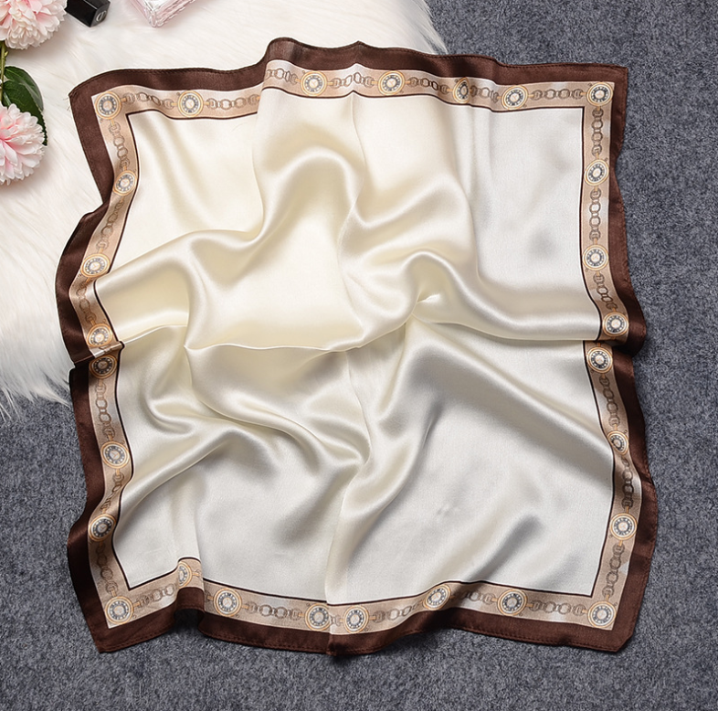 100% Mulberry Silk 20-Inch Square Scarf for Women Solid Color Printed Neckerchief Wrap  