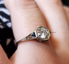 European Vintage 3Ct Round Cut CZ Diamond Wedding Ring 14K White Gold Plated