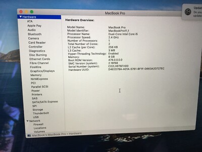 MacBook Pro Retina 13'' Silver Late 2013 2.4 GHz Intel  i5 8GB 128GB Good - READ