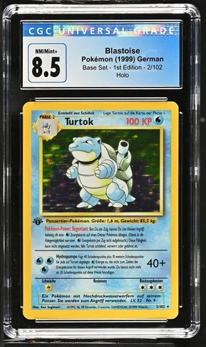 1st Edition Base Set Blastoise 1999 Pokemon Holographic Turtok German CGC 8.5