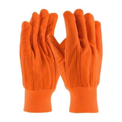 Industrial Gloves Hi-Vis Cotton/Polyester Double Palm Glove One Size '' 6 Pairs ''