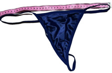   VTG Second SKIN Silky Satin String Bikini Pantie SZ L Wet Blue