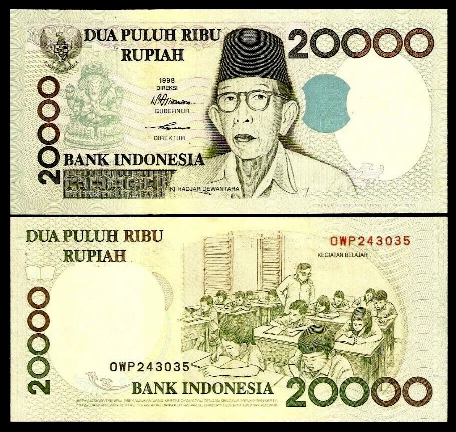 INDONESIA 20000 RUPIAH P-138 1998-2003 x 100 Pcs Lot BUNDLE INDIAN GANESHA NOTE - Image 3 of 4