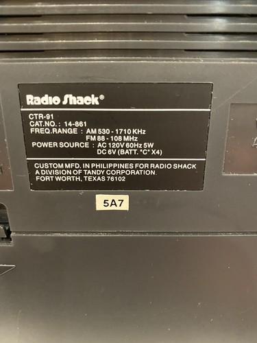 Radio Shack CTR - 91 AM/FM Radio Cassette Tape Recorder Sound Is Great - 第 7/7 張圖片