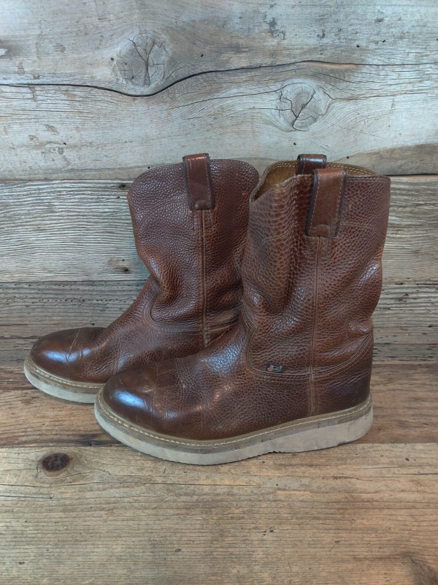 JUSTIN AXE TAN MENS STEEL TOE LEATHER WESTERN BOOTS sz 9.5M | eBay